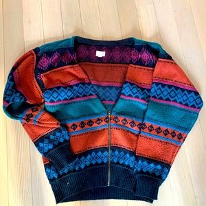 Patterned zipper cardigan